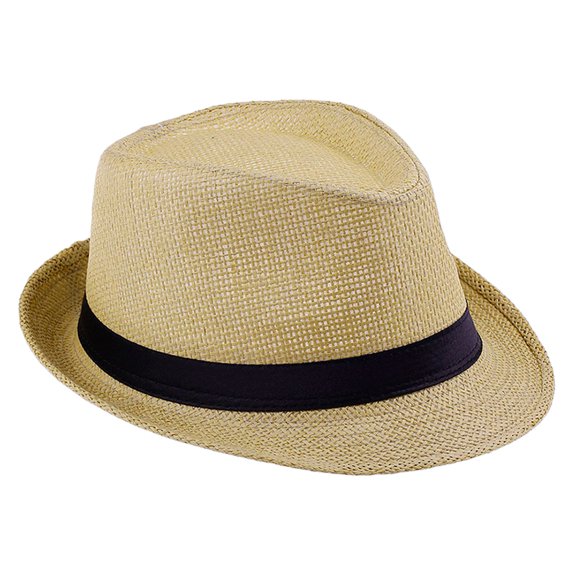SWSMCLT Women's Straw Fedora Hat Vintage Fedora with Brim 1920s Classic Men's Retro Panama Hat Sun Protection Beach Khaki One Size