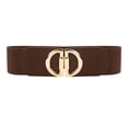 thumbnail image 1 of SWSMCLT Women's Stretch Belt For Dress Faux Leather Belt Travel Metal Buckle Thick Metal Spring Casual Fall Coffee One Size, 1 of 4