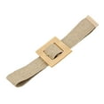 thumbnail image 1 of SWSMCLT Women's Stretch Braided Belt Fashion Boho Belt Chunky Thick Straw Rattan Belt Square Buckle Casual Summer Beach Raffia Holeless Flexible Khaki Small-Large, 1 of 1