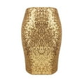 thumbnail image 1 of SWSMCLT Women's Stretch Elastic Calf Glitter Sparkly Shimmer Knee Length Midi Sequin Skirt Rave Outfit High Waist Retro Disco Dance Club Night Out Gala Bodycon Pencil Skirts Gold Large, 1 of 1
