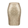 thumbnail image 1 of SWSMCLT Women's Stretch Elastic Calf Glitter Sparkly Shimmer Knee Length Midi Sequin Skirt Rave Outfit High Waist Retro Disco Dance Club Night Out Gala Bodycon Pencil Skirts Apricot Champagne Small, 1 of 3