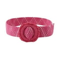 thumbnail image 1 of SWSMCLT Women's Stretch Rattan Webbing Belt Elastic Braided Web Belt Flexible Braided Belt Plastic Buckle Raffia Straw Bohemian Summer Beach Rose Red Pink with Polka Dot One Size, 1 of 1