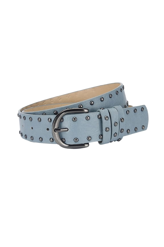 Women's Studded Belt Punk Belts Buckle Faux Leather Rock Casual Biker D Ring Gothic Y2k Stud Belts Sky Blue X-Small-Large