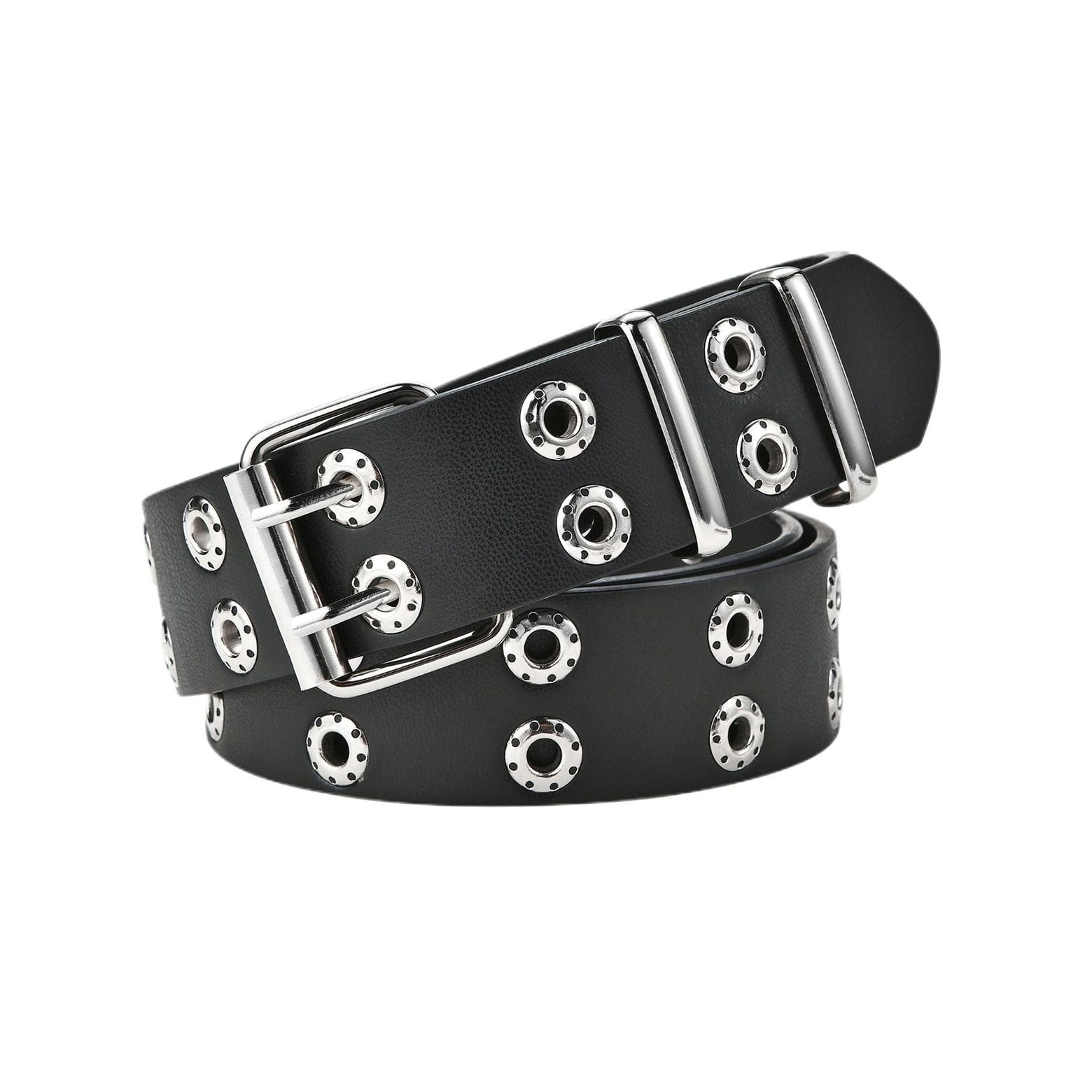MILAKOO PU Leather Grommet Choker Necklace – Punk Gothic Collar For Women & Men, Adjustable, No Gemstone