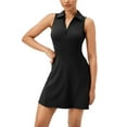 thumbnail image 1 of SWSMCLT Women's Summer Dress V Neck Sundress Tennis Stretchy High Waist Dresses Fitted Fall Athletic Black 10, 1 of 4