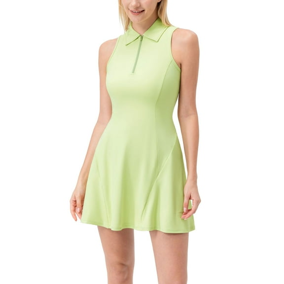 SWSMCLT Women's Summer Dress V Neck Sundress Tennis Stretchy High Waist Dresses Fitted Fall Athletic Green 12