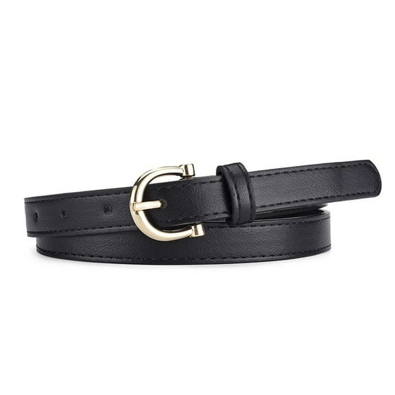 SWSMCLT Women's Summer Faux Leather Skinny Belt Fashion Buckle Basic Fall Winter Vintage Metal Regular Fit Black Gold Small-Large