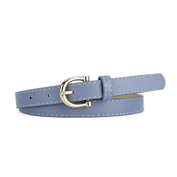 SWSMCLT Women's Summer Faux Leather Skinny Belt Fashion Buckle Basic Fall Winter Vintage Metal Regular Fit Blue Small-Large