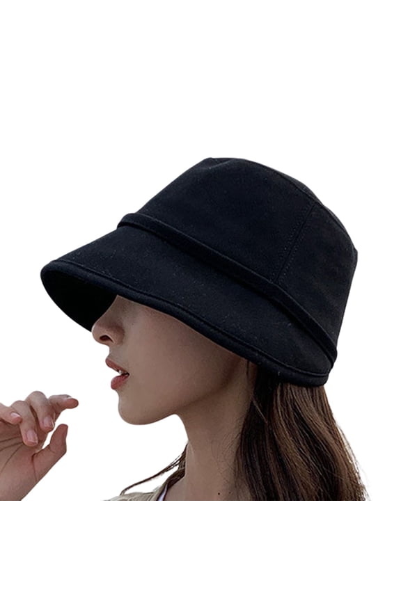Women's Summer Floppy Hat Winter Cap Sun Soft Foldable Outdoor Spring Travel Hat Protection Warm Black One Size