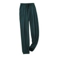 thumbnail image 1 of SWSMCLT Women's Summer Pajama Pants Stretch Sleeping Capris Cool Baggy Elastic Waist Nightwear Pockets Comfy Sleepwear Modal Dark Green 12, 1 of 1