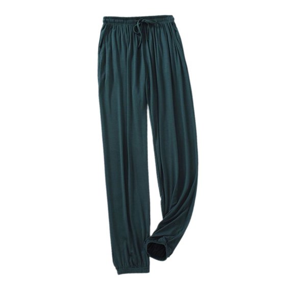 SWSMCLT Women's Summer Pajama Pants Stretch Sleeping Capris Cool Baggy Elastic Waist Nightwear Pockets Comfy Sleepwear Modal Dark Green 14