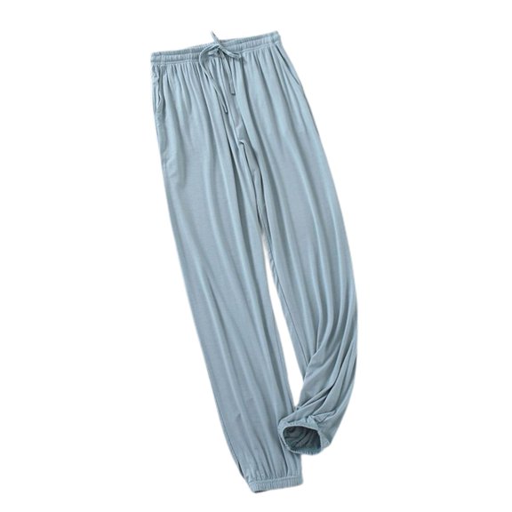 SWSMCLT Women's Summer Pajama Pants Stretch Sleeping Capris Cool Baggy Elastic Waist Nightwear Pockets Comfy Sleepwear Modal Light Blue 4-6
