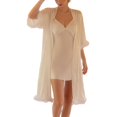 thumbnail image 1 of SWSMCLT Women's Summer Robe Soft Pjs Satin Luxury Spring Cool Pajamas Bridesmaid Bride Feather Thin V Neck White Large, 1 of 1