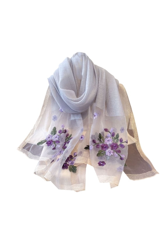 Women's Summer Scarf Fall Shawl Sheer Crochet Thin Soft Spring Breathable Beaded Party Pashmina Grey One Size