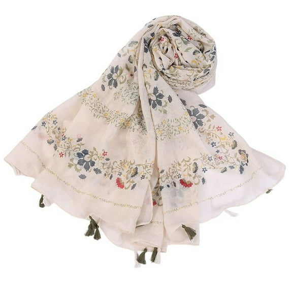 SWSMCLT Women's Summer Scarf Fall Shawl Vintage Convertible Tulle Spring Fringe Pashmina Shawl Boho Thin Soft Style19 One Size