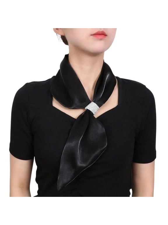 Women's Summer Scarf Fashion Soft Pull On Date Night Lightweight Scarves & Wraps Muffler Thin Fall Spring Black One Size