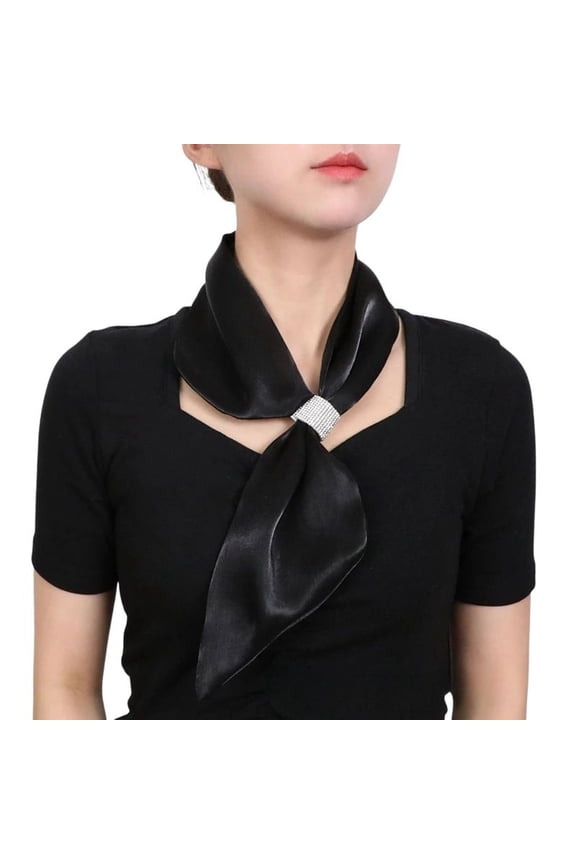 Women's Summer Scarf Fashion Soft Pull On Date Night Lightweight Scarves & Wraps Muffler Thin Fall Spring Black One Size