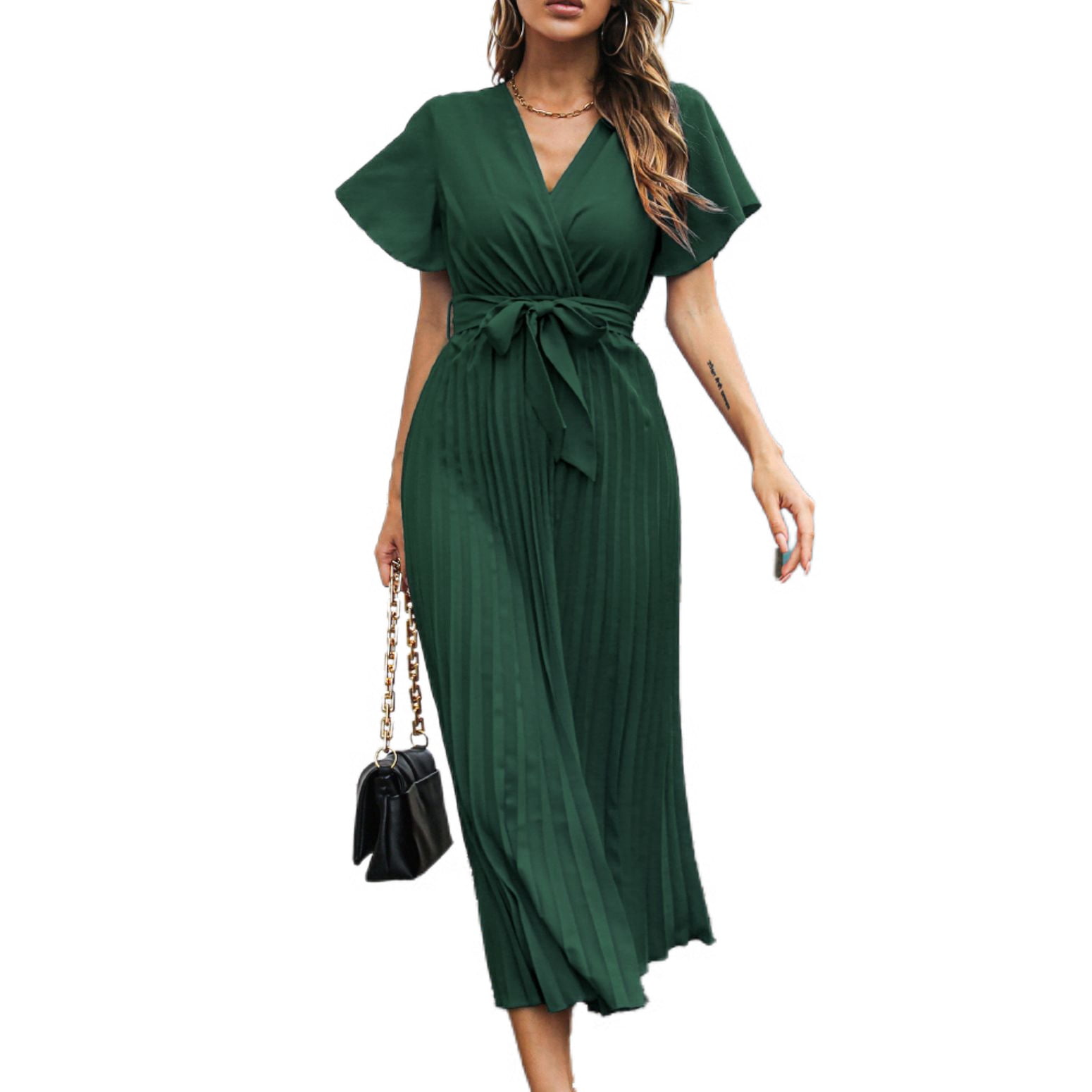 green pleated wrap dress ASOS DESIGN cowl wrap front pleated midi dress with cut out in sage green
