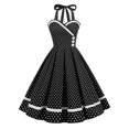 thumbnail image 1 of SWSMCLT Women's Summer Vintage Dress 1950s 50s 60s Sundress Midi A Line Sleeveless Halter Cotton Cocktail Date Night Dresses Polka Dots Medium, 1 of 3