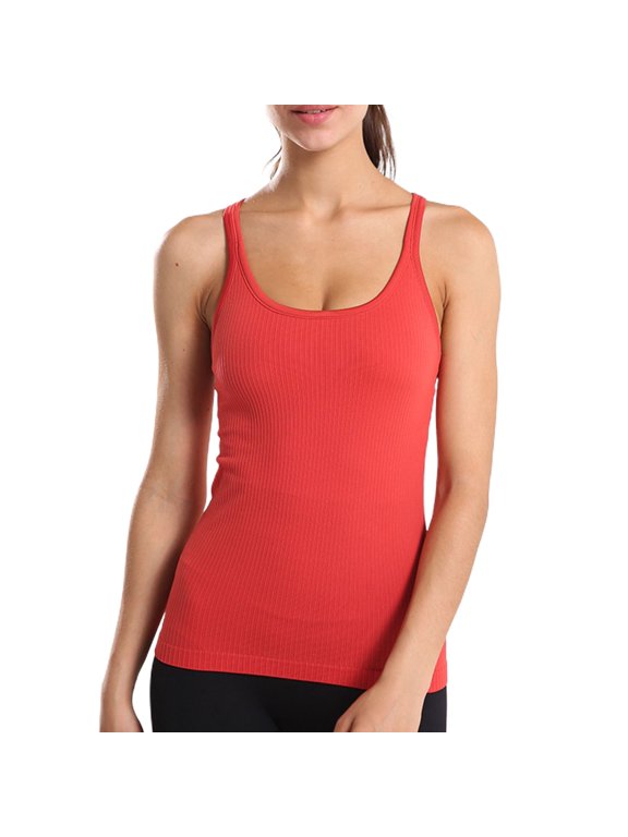 Women's Tank Top Workout Fitted Summer Spring Vest Backless Yoga Fall Sleeveless Running Soft Top Red Large