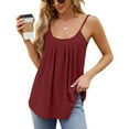 thumbnail image 1 of SWSMCLT Women's Tank Tops Soft Cami Shirt Cami Fashion Camisole Shirt Babydoll Top Summer Sleeveless Cut Out Scoop Neck Burgundy XX-Large, 1 of 5