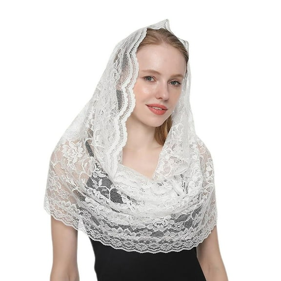 SWSMCLT Women's Traditional Sheer Scarf Summer Wedding Bridal Veils Lace Vintage Soft Fashion Fall Thin Classic Spring White One Size