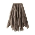 thumbnail image 1 of SWSMCLT Women's Tulle Skirt Billowy Comfy Elastic Band Casual Mesh Autumn Skirt Elastic Elegant Falbala A Line Khaki Small-Large, 1 of 4