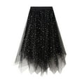 thumbnail image 1 of SWSMCLT Women's Tulle Skirt Mesh Tutu Skirt Elastic Waist Chiffon Halloween Pleated Summer Tea Length Tulle Skirt Black Small-Large, 1 of 4
