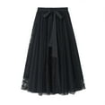 thumbnail image 1 of SWSMCLT Women's Tulle Skirt Pleated Tutu Skirt Spring Bubble Skirt A Line Layered Mesh Summer Lace Elastic Cute Black Small-Large, 1 of 4