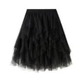 thumbnail image 1 of SWSMCLT Women's Tulle Tutu Skirt Cute Mid Thigh Elegant Skirt Bubble Mini Skirt High Waisted Halloween Black X-Small-Large, 1 of 4
