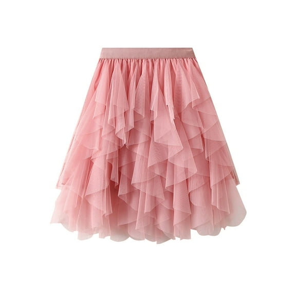 SWSMCLT Women's Tulle Tutu Skirt Cute Mid Thigh Elegant Skirt Bubble Mini Skirt High Waisted Halloween Pink X-Small-Large