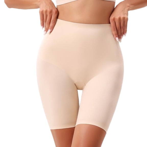 SWSMCLT Women's Tummy Control Shapewear Shorts High Waisted Tight Slimming Firm Body Shaper Mid Thigh Soft Shaper Nude Small