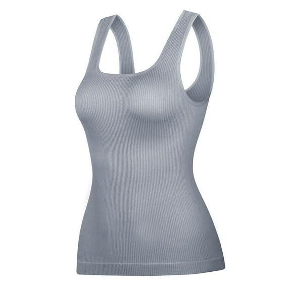 SWSMCLT Women's Tummy Control Shapewear Tank Tops Casual Pull On Slimming Body Shaper Trainer Light Body Shaper Basic Grey 12