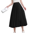 thumbnail image 1 of SWSMCLT Women's Tutu Skirt Chiffon Elastic Waist Summer Layered Skirt Pleated Tulle Skirt High Waist Tea Length Midi High Waisted Black One Size, 1 of 5