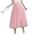 thumbnail image 1 of SWSMCLT Women's Tutu Skirt Chiffon Elastic Waist Summer Layered Skirt Pleated Tulle Skirt High Waist Tea Length Midi High Waisted Pink One Size, 1 of 5