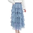 thumbnail image 1 of SWSMCLT Women's Tutu Skirt Long Fall Pleated Tulle Skirt Ruffle Mesh High Waist Skirt Blue One Size, 1 of 5