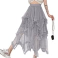 thumbnail image 1 of SWSMCLT Women's Tutu Skirt Pleated Ruffle Tulle Skirt Long Mesh Halloween Fall Skirt Grey One Size, 1 of 5