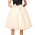 thumbnail image 1 of SWSMCLT Women's Tutu Tulle Skirt Midi Elastic Spring Bubble Skirt Halloween Skirts Mesh 4 Layers Sexy A Line Summer Cream Small-X-Large, 1 of 4