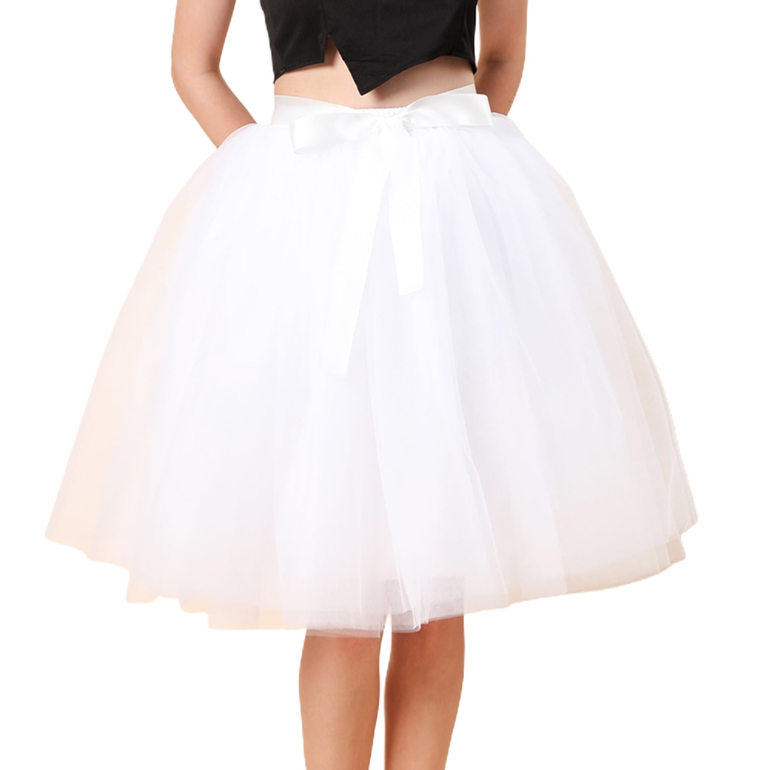 SWSMCLT Women's Tutu Tulle Skirt Midi Elastic Spring Bubble