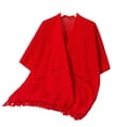 thumbnail image 1 of SWSMCLT Women's V Neck Cardigan Knit Sweater Crochet Long Cardigan Sweaters Solid Cutout Oversized Warm Open Front Soft Cozy Spring Flowy Fringe Red Small-X-Large, 1 of 1