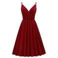 thumbnail image 1 of SWSMCLT Women's V Neck Dress Sexy Wrap Dresses Summer Sundress Bridesmaid Cute Spring Beach Fitted Ruched Burgundy 16, 1 of 4