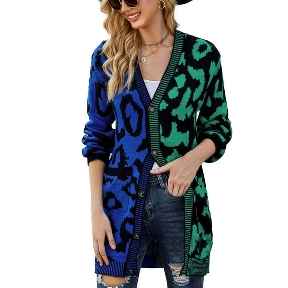 SWSMCLT Women's V Neck Long Cardigan Sweater Spring Warm Knitwear Long Sleeve Sweater Long Button Soft Fall Fashion Holiday Green Small