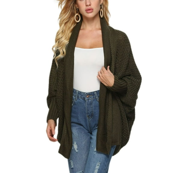 SWSMCLT Women's V Neck Sweater Open Front Cardigan High Low Fall Loose Sweaters Long Sleeve Top Soft Oversized Dark Green Small-X-Large
