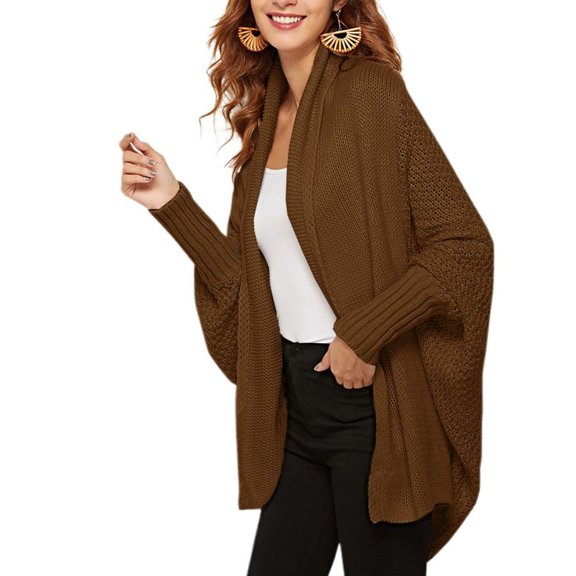 SWSMCLT Women's V Neck Sweater Open Front Cardigan High Low Fall Loose Sweaters Long Sleeve Top Soft Oversized Orange Small-X-Large