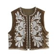 thumbnail image 1 of SWSMCLT Women's Vest Top Embroidered Fall Slimming Vest Soft Loose Tank Top Winter Cardigan Fashion Crew Neck Army Green Small, 1 of 5