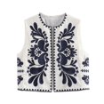 thumbnail image 1 of SWSMCLT Women's Vest Top Embroidered Fall Slimming Vest Soft Loose Tank Top Winter Cardigan Fashion Crew Neck Navy Large, 1 of 5