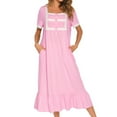 thumbnail image 1 of SWSMCLT Women's Victorian Nightgown Comfy Frilly Princess Soft Lightweight Summer Ruffle Sleep Dress Pajama Dress Short Sleeve Pink XX-Large, 1 of 4