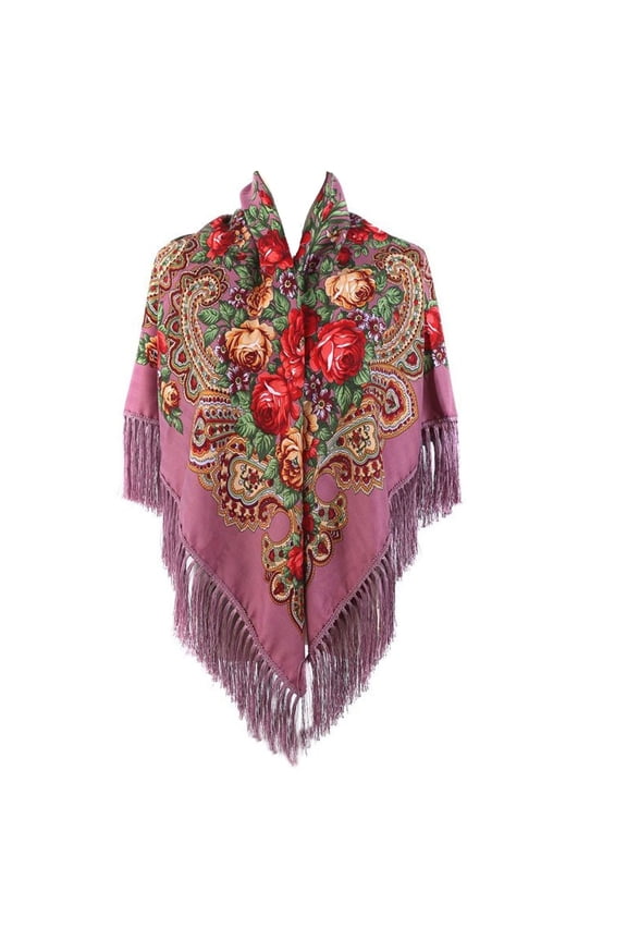Women's Vintage Shawl Winter Cardigan Pashmina Scarf Cape Boho Summer Light Fall Casual Fringe Basic Dark Pink One Size