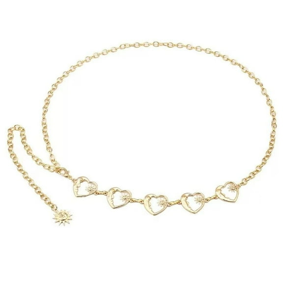 SWSMCLT Women's Waist Chain Belt For Dress Layered Sparkle Buckle Fashion Slimming Party Casual Thin Chain Belt Style9 Small-Large