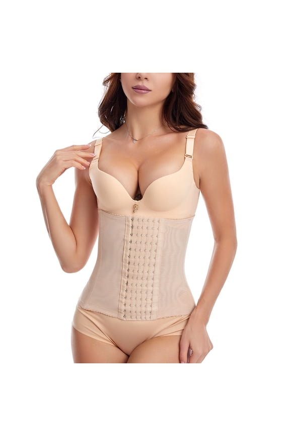 Women's Waist Trainer Tummy Control Waist Slimming Hook Shaper Shapewear Belt Firm Spandex Postpartum Gym Nude X-Small